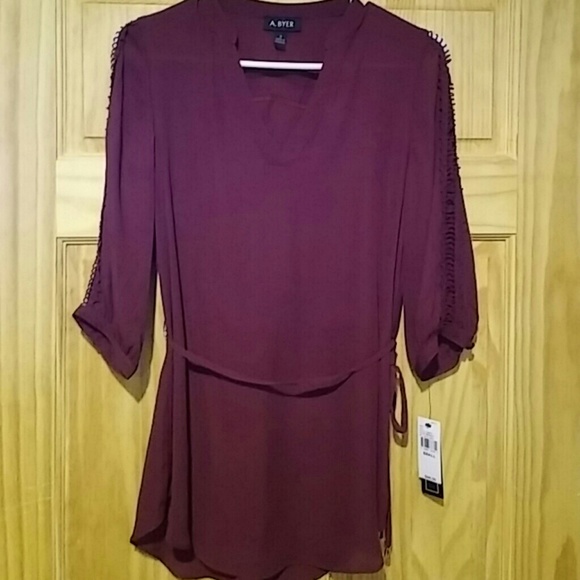 Burgundy V neck blouse