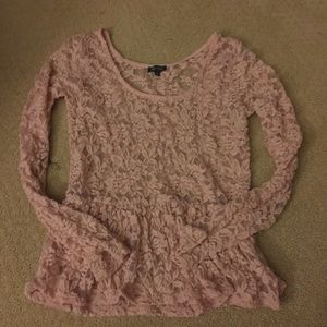 Sheer lace pink peplum top
