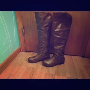 Brown knee high riding boots