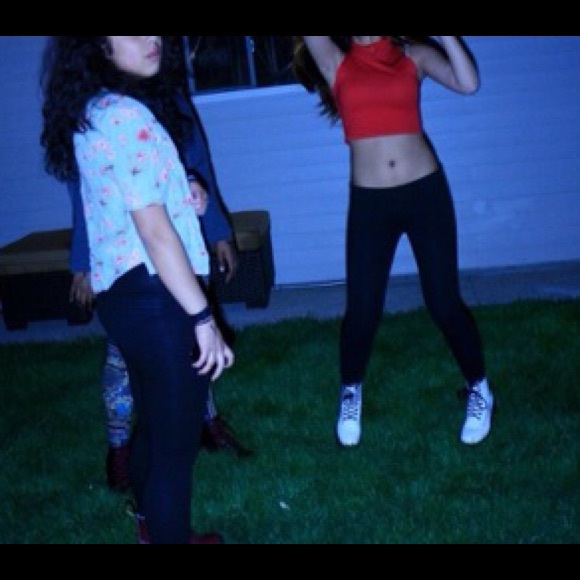 American Apparel Cropped Red Turtleneck