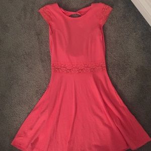 Open-Back Peach Lace Dress