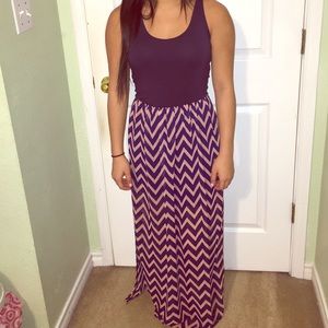 Color Block Chevron Maxi Dress