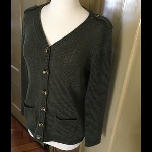 🍀 Moss Green knitted Cardigan Talbots size Large