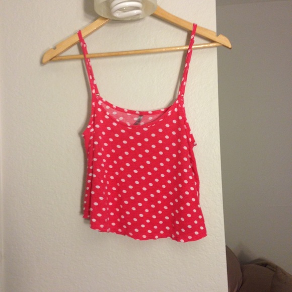 Pink polka dot asymmetrical top