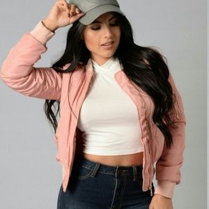 Fashion Nova Bomber Jacket-- Pink