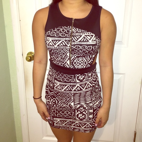 Tribal Zippered with Cutouts Dress