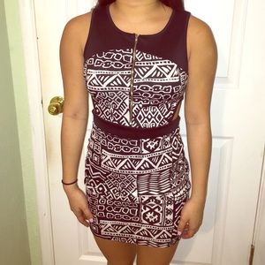 Tribal Zippered with Cutouts Dress