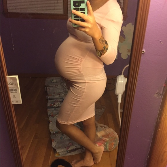 Powder pink maternity dress