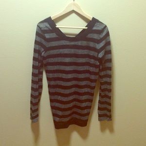 Designer black and gray stripped top