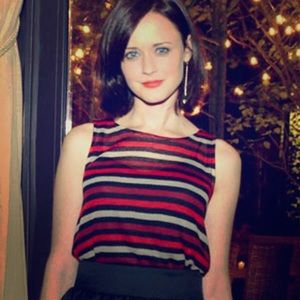 Striped Knit Tunic in Black, Red and Cream