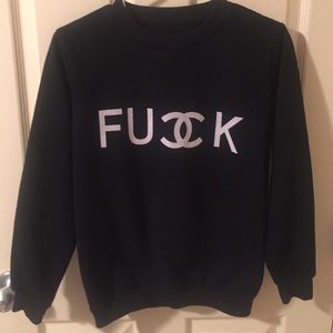 Black Chanel Logo Crewneck Sweatshirt