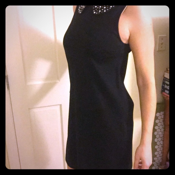Gorgeous Black Dress with Beaded Peter-Pan Collar