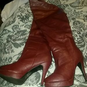 Red  over the knee boots