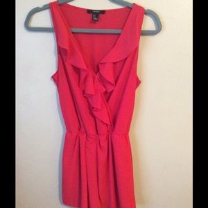 Sleeveless red romper