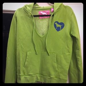 Green Victoria's Secret V-neck PINK hoodie