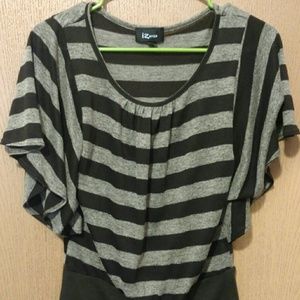 Striped Draped-Sleeved Shirt