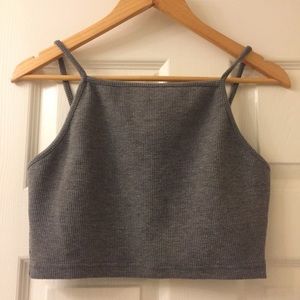 Cropped Grey Ribbed Tank