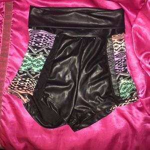 Tribal Print Faux Leather Shorts