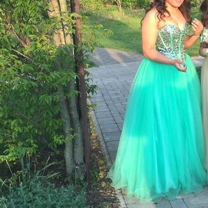 Green princess prom dress