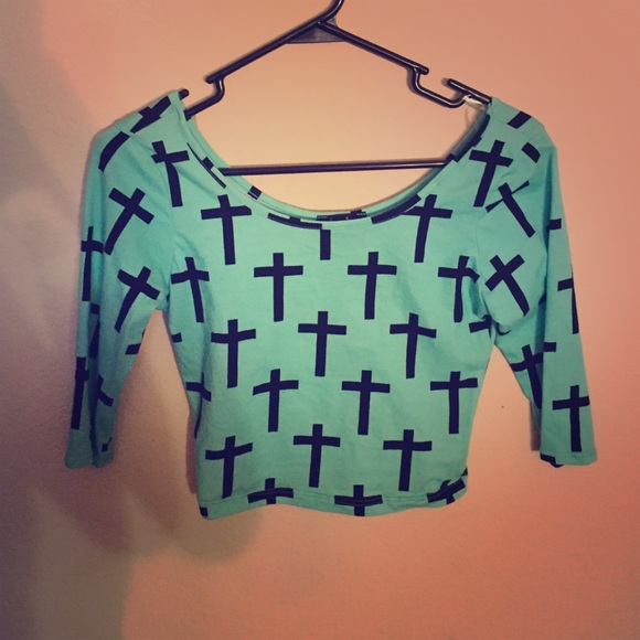 Cross Inspired Cropped Top - Picture 1 of 3