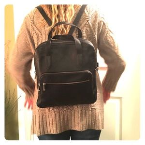 fossil black leather backpack