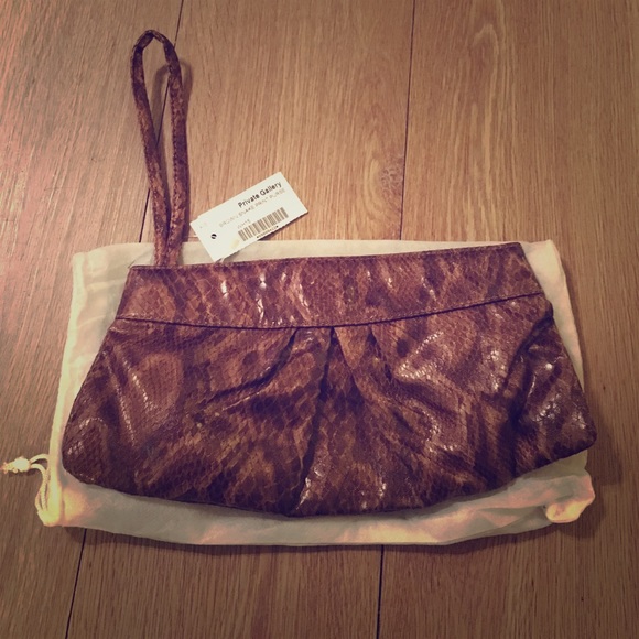 Snakeskin print clutch