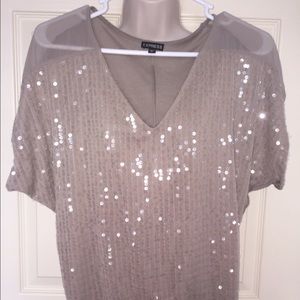 Express beige sequin blouse