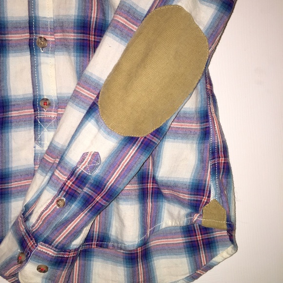 H&M Plaid Shirt with corduroy elbow patches