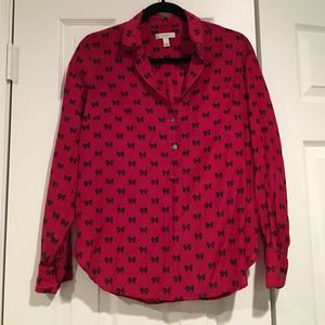 J.Crew Red Bow Blouse