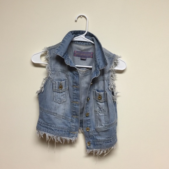 Distressed Crop Jean Vest