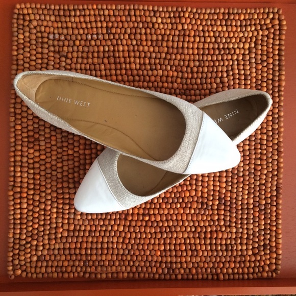 Nine West Shoes - Nine West natural colored flat with white cap toe