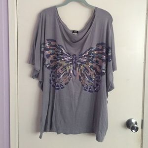 H&M Sequin Butterfly Top Size L