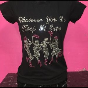 Black Fitted Rhinestone Tshirt