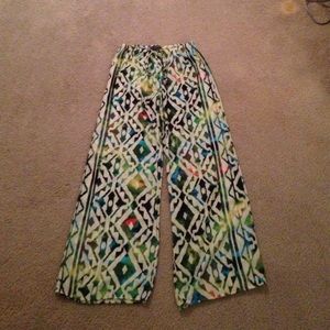 Boutique Tribal Wide Leg Print Pants M