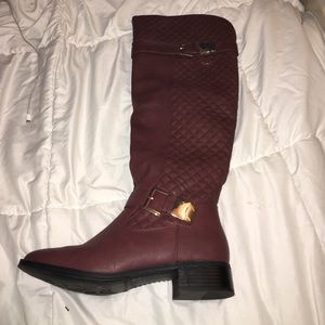 Never worn! To the knee burgundy boots!!!