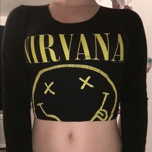Crop-top long sleeve nirvana shirt!