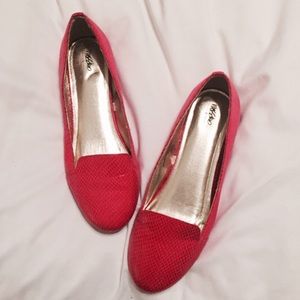 Hot Pink Faux Snakeskin Flats