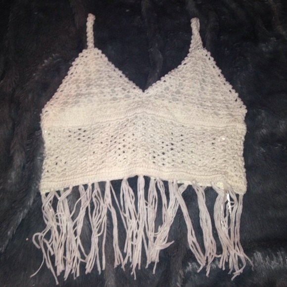 white crochet tank top