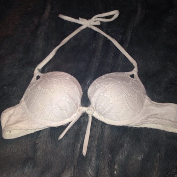 White lace bombshell swim top