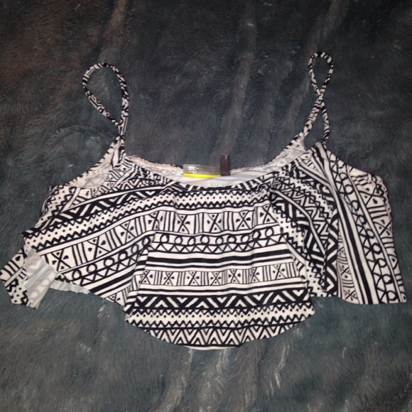 black and white tribal print bikini top