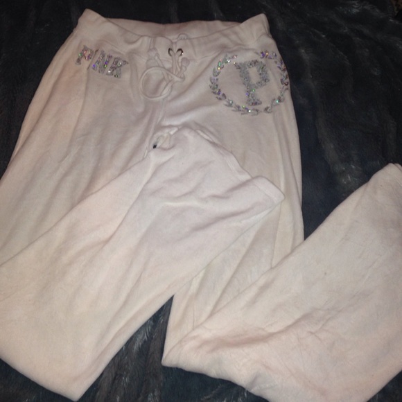 White PINK sweatpants with sequins