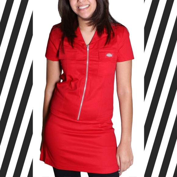 DICKIES Red Zip Up Dress