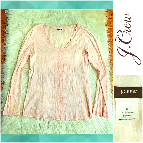 J. Crew Tops - J.Crew Light Pink Embroidered Tunic MEDIUM