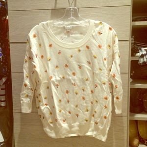 Madewell Ivory Floral Flowers Sweater XS
