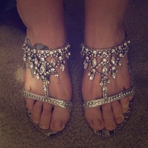 Beverly Feldman Rhinestone Sparkle Sandals