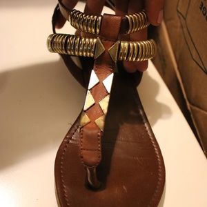 Steve Madden brown & gold strapey sandals