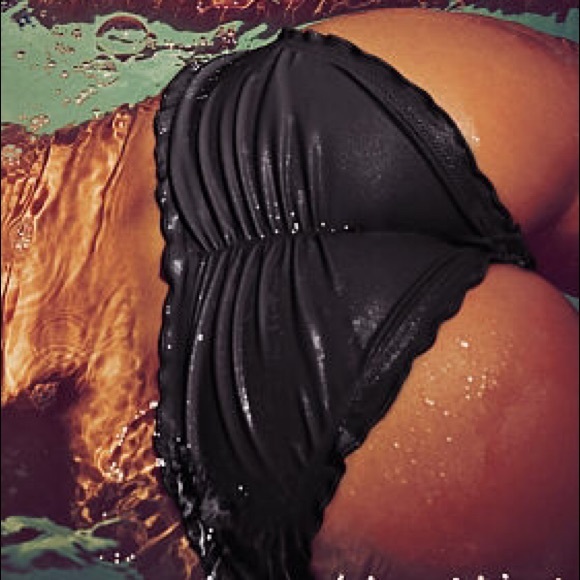 Black ruffle cheeky bottoms