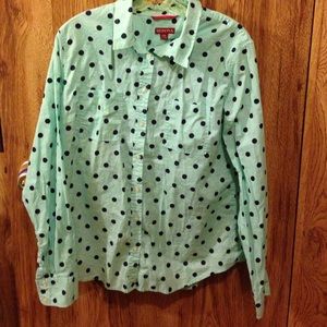 Polka Dot Button Up Blouse Merona Large