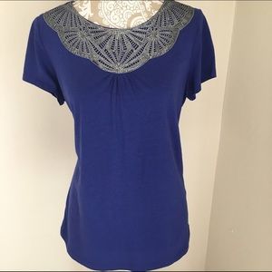 Dana Bachman Blue shirt w.silver embellishment