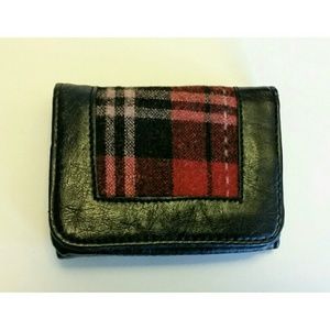 Red and Black Plaid Tri-fold Wallet